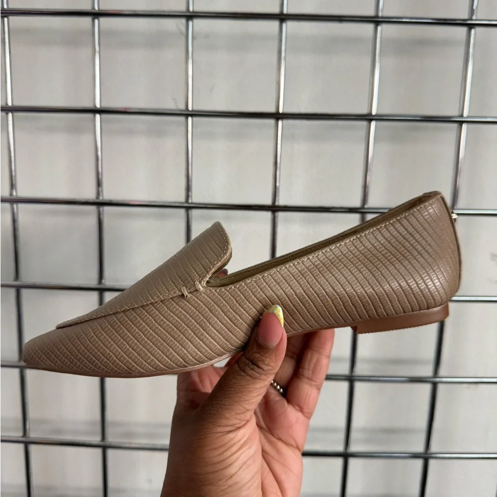 Dune London Haiti Taupe Croc Embossed Pointed Toe Ballet Flats Womens Size 36 6